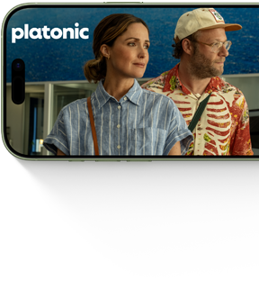 iPhone 17, exterior front, showing the Apple TV+ series Platonic